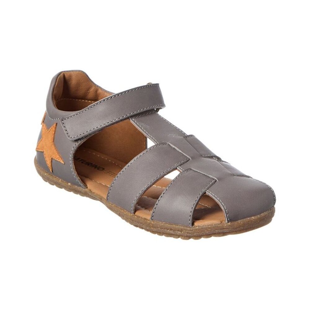 Naturino Fenire Nappa Spazz Leather Sandal, Grey